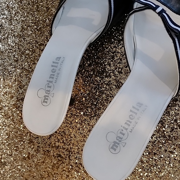 MARINELLA  MADE IN ITALY WOMEN'S LEATHER UPPER BLACK/WHITE SANDAL SIZE 10,PRE-OW - Picture 3 of 11